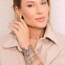 Pulseira Escama de Peixe Vazada Folheado a Ouro 18k