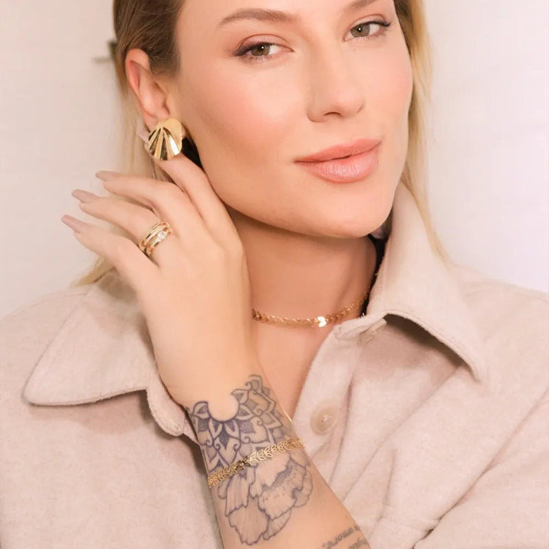 Pulseira Escama de Peixe Vazada Folheado a Ouro 18k